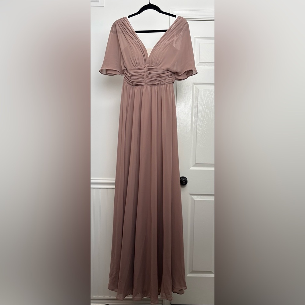NWT Dear Cleo mocha chiffon formal gown